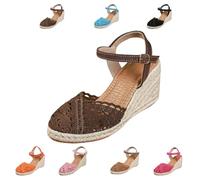 Women Closed Toe Espadrille Wedge Sandals Platform Ankle Strap Summer Casual Comfortable Low Heel Shoes for Beach Vacation Wedding Office