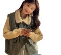 Women Clothes Autumn Winter Fashion Simplicity all-Match Fashionable Pocket Appear Thin Soft Warm Lamb's Wool Sleeveless Vest(XL)