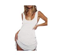 Women Crochet Bikini Cover Ups Summer Scoop Neck Beach Tank Dress
