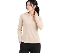 Women Double-Sided Fleece Hoodie L-4XL Solid Color(Beige 4XL) | Double-sided thin fleece, soft touch, warm for autumn winter, solid color design, regular fit