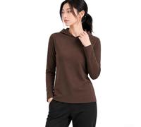 Women Double-Sided Fleece Hoodie L-4XL Solid Color(Brown 3XL) | Double-sided thin fleece, soft touch, warm for autumn winter, solid color design, regular fit