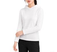 Women Double-Sided Fleece Hoodie L-4XL Solid Color(White 4XL) | Double-sided thin fleece, soft touch, warm for autumn winter, solid color design, regular fit