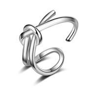 Women Earrings Silver Sterling Pull Personality Cross Knot Wedding/Friendship Rings Tail Ring Can Be Adjusted