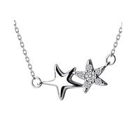 Women Fashion Ocean Style Starfish Sea Star Collane Sterling Silver-Silver-Mely