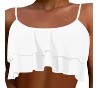 Women Fashion Solid Color Sexy Short Double Swimsuit Top 1, Hot Pink, M(White,XXL)