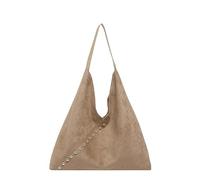 Women Faux Suede Metal Stud Tote Bag Solid Color Retro Underarm Bag | Large Capacity Vintage Shoulder Bag for Outdoor Travel Date Handbag and Work