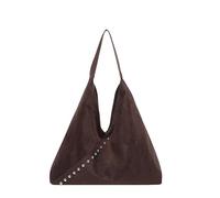 Women Faux Suede Metal Stud Tote Bag Solid Color Retro Underarm Bag | Large Capacity Vintage Shoulder Bag for Outdoor Travel, Date, Handbag and Work