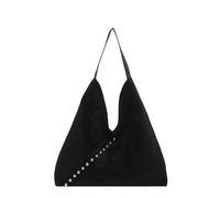 Women Faux Suede Metal Stud Tote Bag Solid Color Retro Underarm Bag | Large Capacity Vintage Shoulder Bag for Outdoor Travel, Date, Handbag and Work