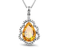 Women Flowers Teardrop Pear Shape 3.07ct Citrine Necklace 18K White Pendant Necklace for Wedding Party