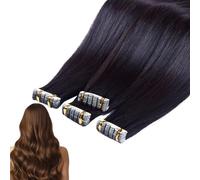 Women Hair Patch, Straight Ponytail Wig, Real Human Hair Hand Woven Build, Clip in Nano Contactless Attachment, for Costume Daily Wedding Cosplay Performance, Medium Length Natural Black 1 Piece