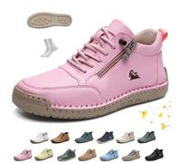 Women Handmade Ankle Boots, vogldeck - Waterproof & Comfortable Orthopedic Outdoor Beck Shoes Lightweight Non-Slip Slip-on Casual Hiking Walking Barefoot Sneakers(Pink,44 EU)