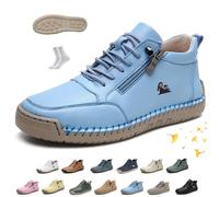 Women Handmade Ankle Boots, vogldeck - Waterproof & Comfortable Orthopedic Outdoor Beck Shoes Lightweight Non-Slip Slip-on Casual Hiking Walking Barefoot Sneakers(Blue,37 EU)