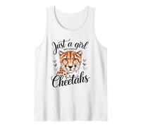 Women Kids Just A Girl Who Loves Cheetahs Animal Lover White Canotta