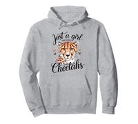 Women Kids Just A Girl Who Loves Cheetahs Animal Lover White Felpa con Cappuccio