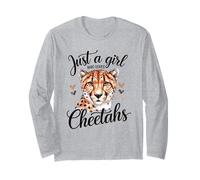 Women Kids Just A Girl Who Loves Cheetahs Animal Lover White Maglia a Manica