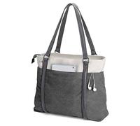 Women Laptop Tote Bag for Work Lightweight Splice Canvas 15.6 Inch Handbag Purse