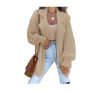 Women Long Sleeve Knit Sweater,Suit Collar Open Front Cardigan,Casual Loose Button Jacket,Spring Fall Coat Pockets (S, Khaki)
