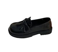 Women Mary Jane Comfortable Wide Foot Mary Jane Single Shoe Autumn British Black Small Leather Shoes Versatile Casual Shoes Black Shoes Casual Fashion Running Walking Shoes Flats I-149