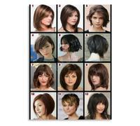 Women Medium Haircut Poster Trendy Bangs Style