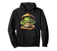 Women Men Kids Cute Frog Eating Ramen Japanese Noodles Felpa con Cappuccio