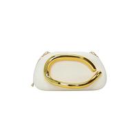Women PU Leather Holle in metallo borsetta e borse da sera alla frizione alla moda a catena (bianco) (白色)