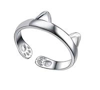 Women Ring Silver Crystal Cat-Shaped Open Wedding Rings Romantic Lovers Finger Ring Gift Nice processing