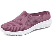Women’s Breathable Knit Slip-On Walking Shoes, Woven Orthopedic Breathable Soft Shoes, Comfortable Summer Loafers with Arch Support(Purple,44)