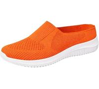 Women’s Breathable Knit Slip-On Walking Shoes, Woven Orthopedic Breathable Soft Shoes, Comfortable Summer Loafers with Arch Support(Orange,43)