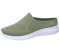 Women’s Breathable Knit Slip-On Walking Shoes, Woven Orthopedic Breathable Soft Shoes, Comfortable Summer Loafers with Arch Support(Green,38 EU)
