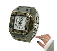 Women’s Finger Watch - Vintage Bronze Quartz Ring Watch with Adjustable Retractable Strap - Unique Clock Ring for Women & Girls - Stylish Pointer-Style for Fashion, Parties, & Cl