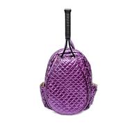 Women’s Quilted Tennis Racquet Backpack - Lightweight Padded Nylon Bag with Front Racquet Compartment, Side Pockets, Hidden Fence Hook & Reinforced Bottom - Purple