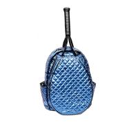 Women’s Quilted Tennis Racquet Backpack - Lightweight Padded Nylon Bag with Front Racquet Compartment, Side Pockets, Hidden Fence Hook & Reinforced Bottom - Navy