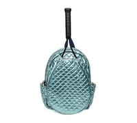 Women’s Quilted Tennis Racquet Backpack - Lightweight Padded Nylon Bag with Front Racquet Compartment, Side Pockets, Hidden Fence Hook & Reinforced Bottom - Teal