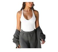 Women’s Summer Basic Rib Knit Crop Tank Top Casual Solid Scoop Neck Sleeveless Crop Top Camisole (Medium,White)