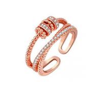 Women\'s Zirconia Turning Beads Ring Decompression Opening Ring Adjustable Size Eve Gift
