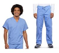 Women Scrubs Set Workwear Originals 4777 V-Neck Tunic Top & 4100 Drawstring Cargo Pant, Ciel- 5XL Top / 4XL Pant