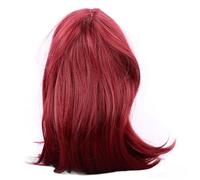 Women Short Straight Bob Wig Stylish Red Color Elastic Band Adjustable Synthetic Hair With Bangs Perfect For Daily Use Party Cosplay