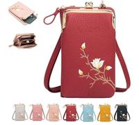 Women Sling Cross-Body Wallet, Mini Shoulder Purse Pocket, Phone Purses with Crossbody Strap for Women Travel (Red)