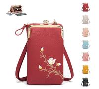 Women Sling Cross-Body Wallet, Sling Cell Phone Holder Pocket Wallet, Crossbody Bags For Women Travel (Wine red)