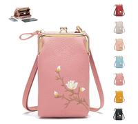 Women Sling Cross-Body Wallet, Sling Cell Phone Holder Pocket Wallet, Crossbody Bags For Women Travel (Dark pink)