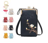 Women Sling Cross-Body Wallet with Mobile Cell Phone Holder, Cellphone Crossbody Purse, with Multiple Card Slots Pocket (Black)