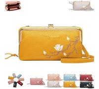 Women Sling Cross-Body Wallet with Mobile Cell Phone Holder, Embroidery Phone Wallet Crossbody, for Travel & Daily Essentials (orange)