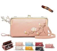 Women Sling Cross-Body Wallet with Mobile Cell Phone Holder, Forever Savour Mobile Phone Bag cool (Pink)