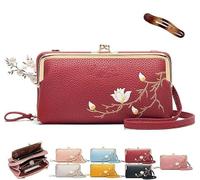 Women Sling Cross-Body Wallet with Mobile Cell Phone Holder, Forever Savour Mobile Phone Bag cool (Red)