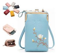 Women Sling Cross-Body Wallet with Mobile Cell Phone Holder, Forever Savour Mobile Phone Bag for Women (Blue)