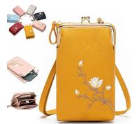 Women Sling Cross-Body Wallet with Mobile Cell Phone Holder, Forever Savour Mobile Phone Bag for Women (Yellow)