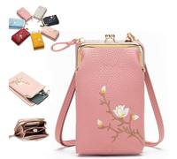 Women Sling Cross-Body Wallet with Mobile Cell Phone Holder, Forever Savour Mobile Phone Bag for Women (Pink*A)