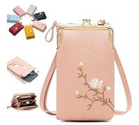 Women Sling Cross-Body Wallet with Mobile Cell Phone Holder, Forever Savour Mobile Phone Bag for Women (Pink)