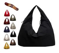 Women Solid Color Draped Tote Bag, Large Capacity Draped Tote Bag, Fashion Versatile Shoulder Purse (Black)