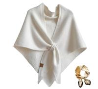 Women Solid Color Shawl, Elegant Knitted Triangle Shawl Scarf, Stylish Warm Crochet Cardigan Cape for Travel Daily Wear